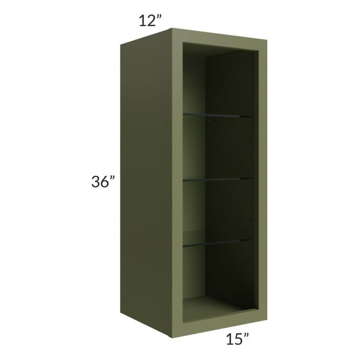 Midtown Hunter Green Shaker 15x36 Wall Cabinet (No Door) To Be Used With A Glass Door