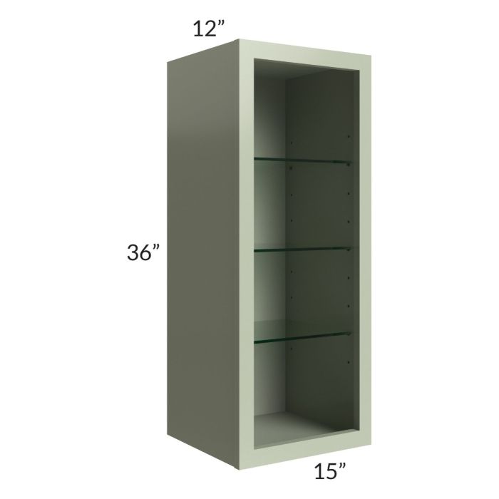 Midtown Pistachio Green Shaker 15x36 Wall Cabinet (No Door) To Be Used With A Glass Door