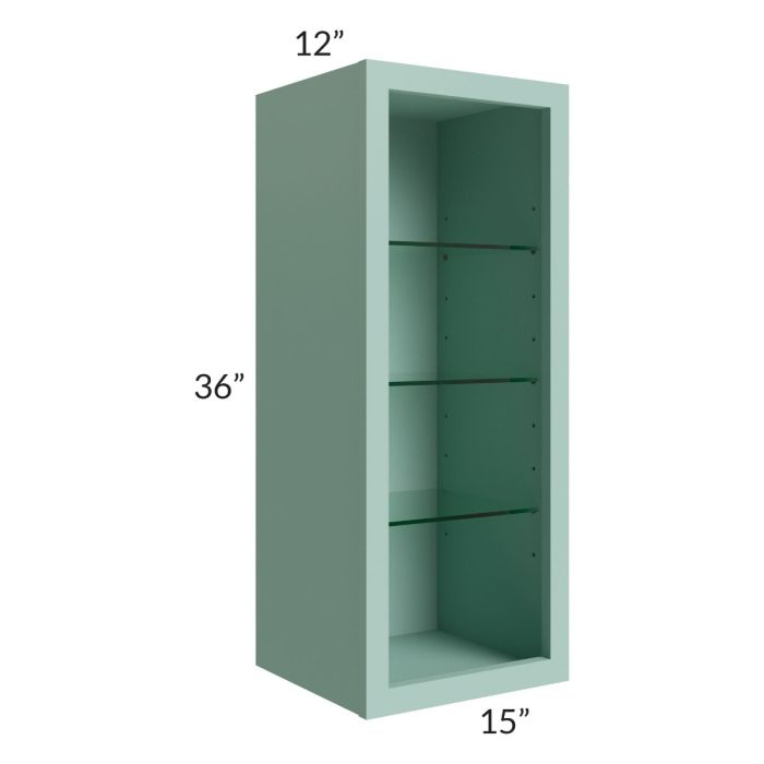 Midtown Sage Green Shaker 15x36 Wall Cabinet (No Door) To Be Used With A Glass Door