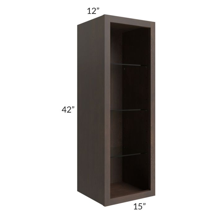 Tuscan Kona Brown 15x42 Wall Cabinet (No Door) To Be Used With A Glass Door
