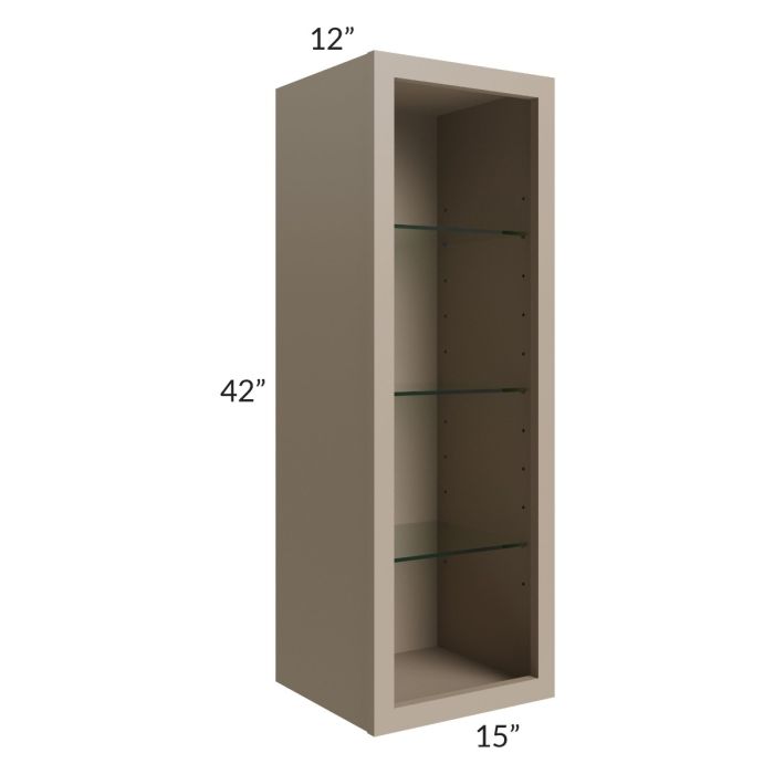 Tuscan Oyster 15x42 Wall Cabinet (No Door) To Be Used With A Glass Door