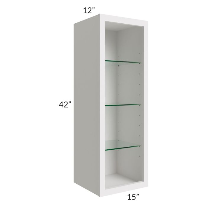 Midtown Cloud Shaker 15x42 Wall Cabinet (No Door) To Be Used With A Glass Door