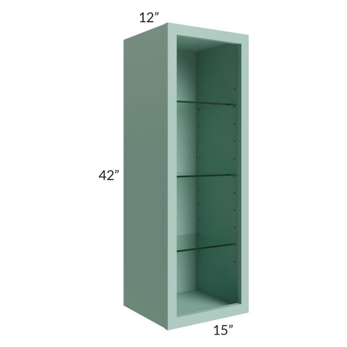 Midtown Sage Green Shaker 15x42 Wall Cabinet (No Door) To Be Used With A Glass Door