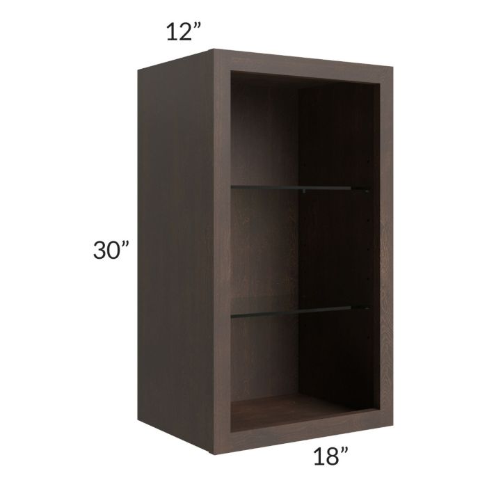Tuscan Kona Brown 18x30 Wall Cabinet (No Door) To Be Used With A Glass Door