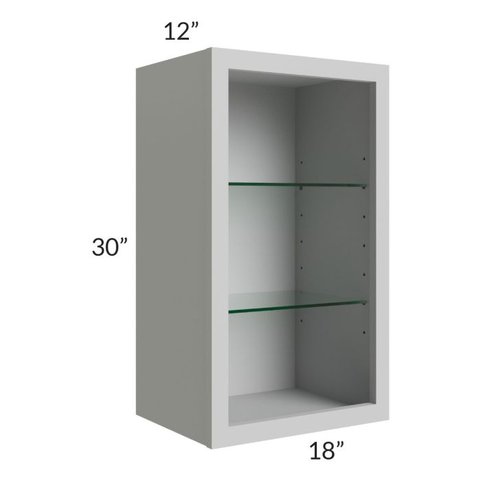 Tuscan Painted Grey 18x30 Wall Cabinet (No Door) To Be Used With A Glass Door