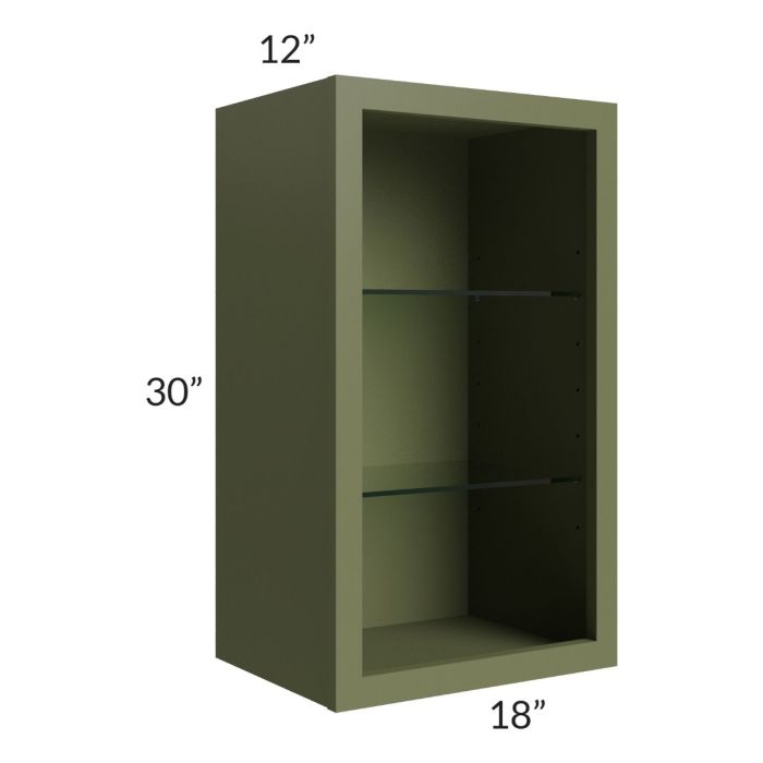 Midtown Hunter Green Shaker 18x30 Wall Cabinet (No Door) To Be Used With A Glass Door