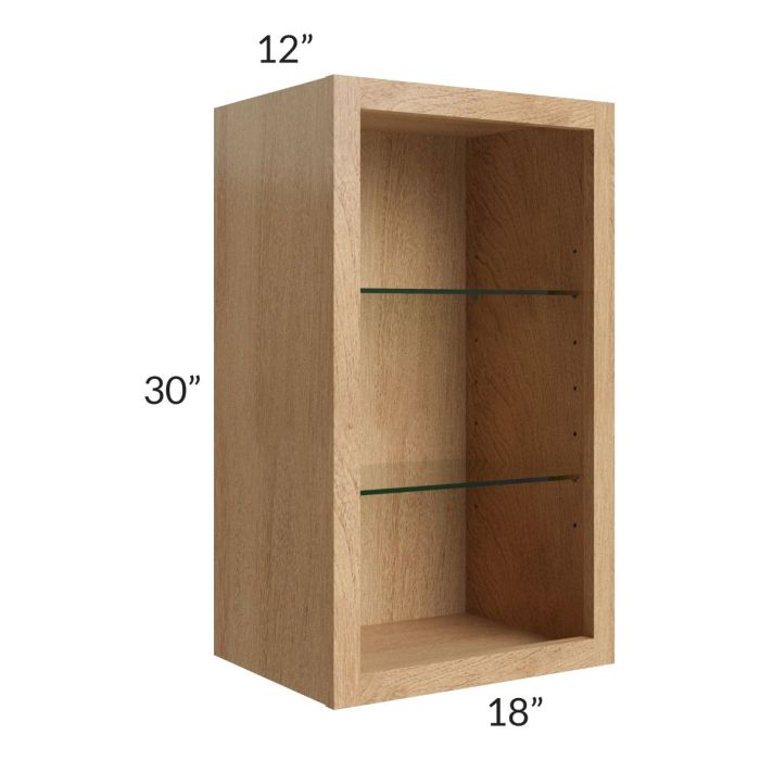 Midtown Timber Shaker 18x30 Wall Cabinet (No Door) To Be Used With A Glass Door