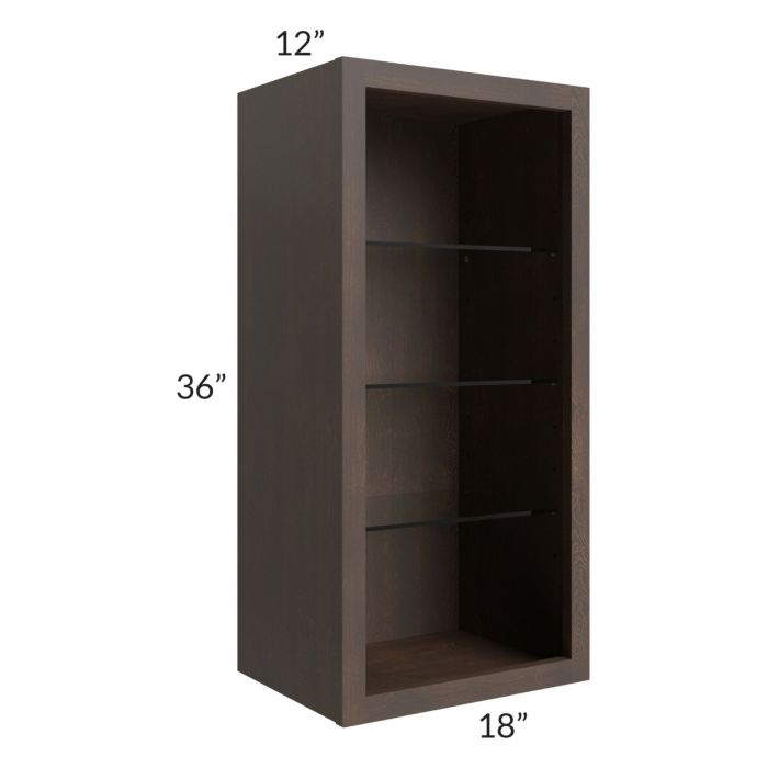 Tuscan Kona Brown 18x36 Wall Cabinet (No Door) To Be Used With A Glass Door