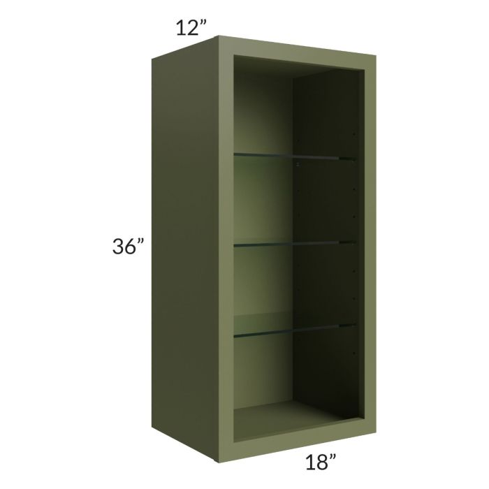 Midtown Hunter Green Shaker 18x36 Wall Cabinet (No Door) To Be Used With A Glass Door