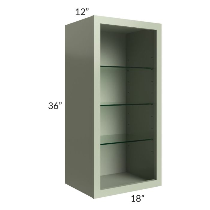 Midtown Pistachio Green Shaker 18x36 Wall Cabinet (No Door) To Be Used With A Glass Door