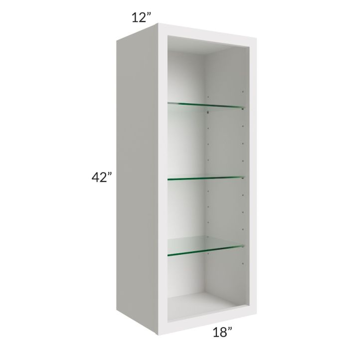 Midtown Cloud Shaker 18x42 Wall Cabinet (No Door) To Be Used With A Glass Door