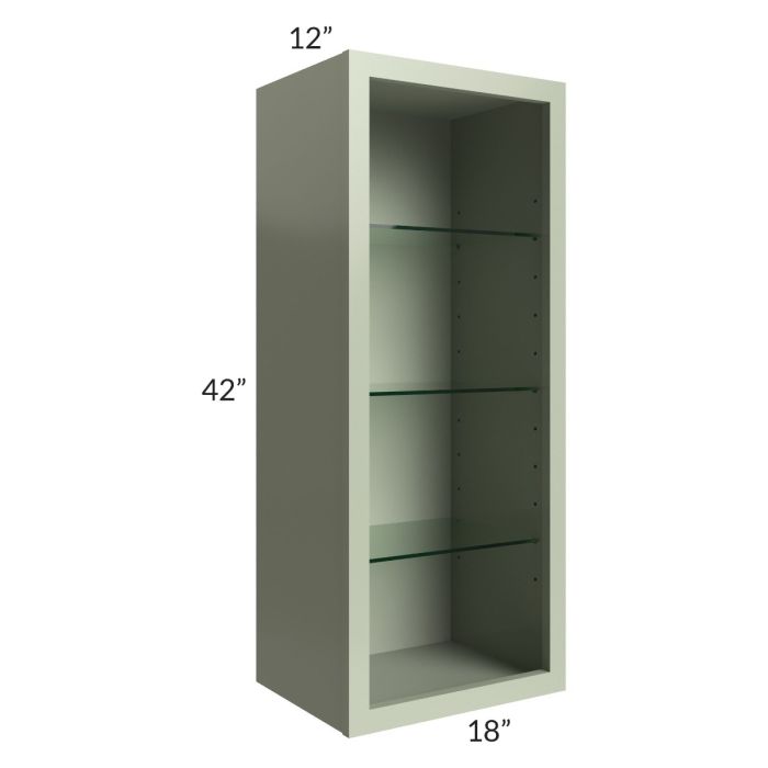 Midtown Pistachio Green Shaker 18x42 Wall Cabinet (No Door) To Be Used With A Glass Door