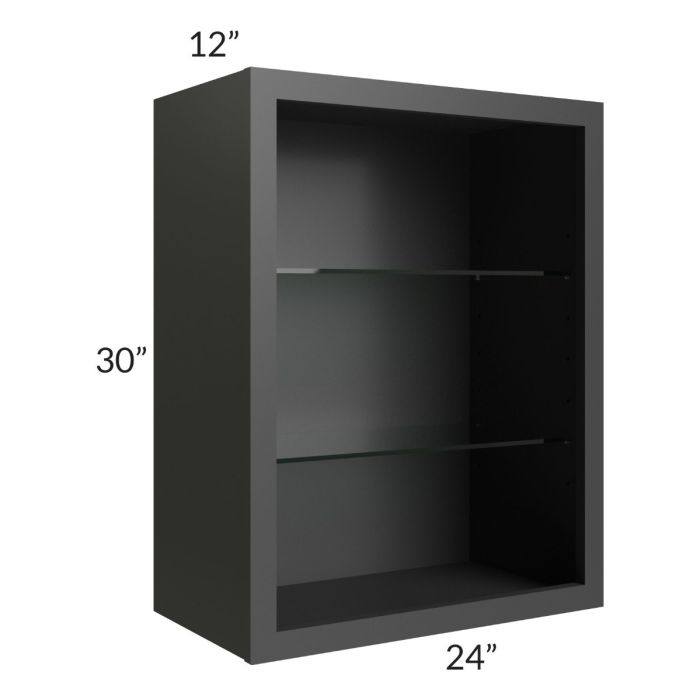 Midtown Black Shaker 24x30 Wall Cabinet (No Doors) To Be Used With Glass Doors