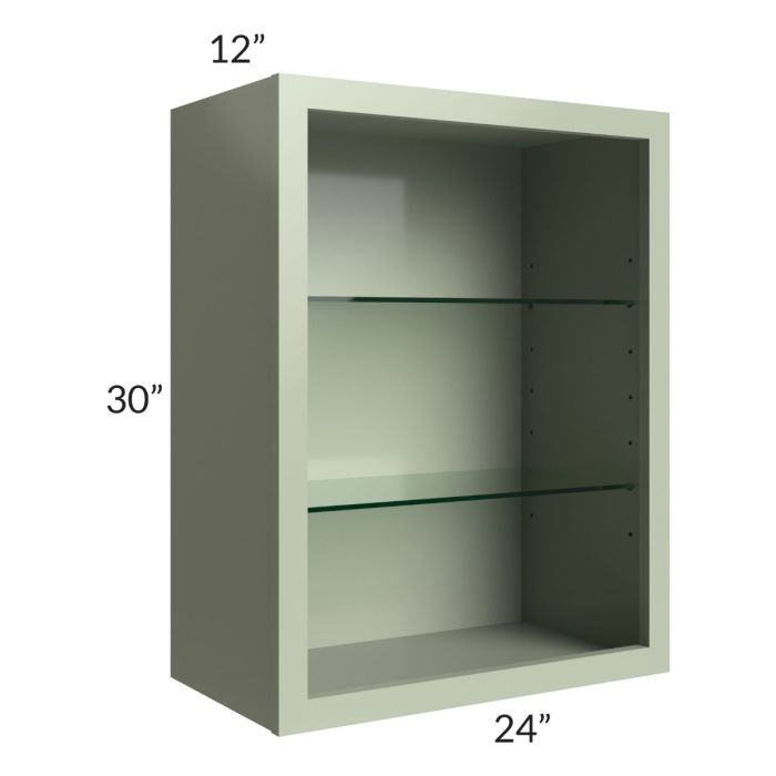Midtown Pistachio Green Shaker 24x30 Wall Cabinet (No Doors) To Be Used With Glass Doors