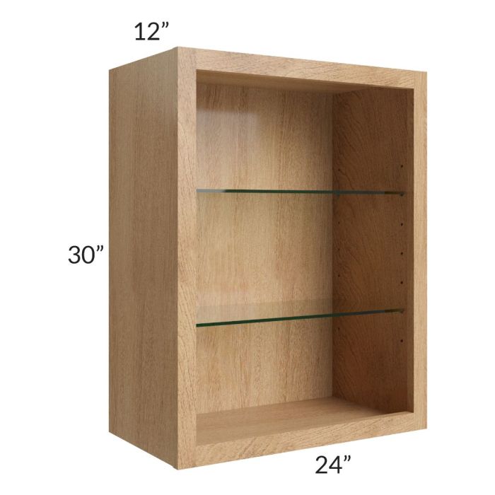 Midtown Timber Shaker 24x30 Wall Cabinet (No Doors) To Be Used With Glass Doors