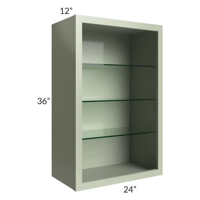 Midtown Pistachio Green Shaker 24x36 Wall Cabinet (No Doors) To Be Used With Glass Doors