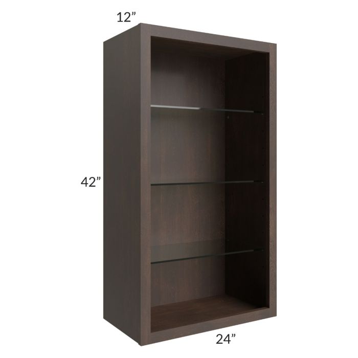 Tuscan Kona Brown 24x42 Wall Cabinet (No Doors) To Be Used With Glass Doors