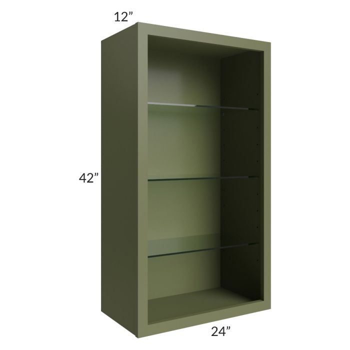 Midtown Hunter Green Shaker 24x42 Wall Cabinet (No Doors) To Be Used With Glass Doors