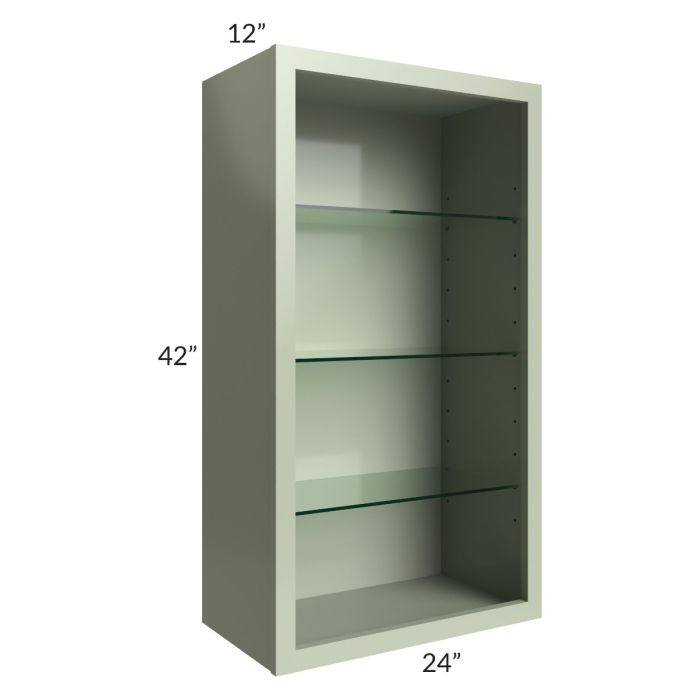 Midtown Pistachio Green Shaker 24x42 Wall Cabinet (No Doors) To Be Used With Glass Doors
