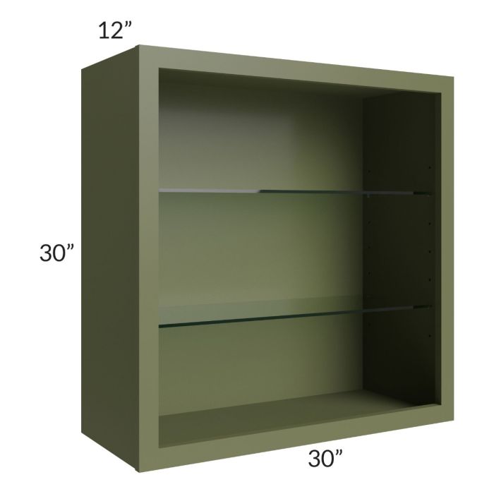 Midtown Hunter Green Shaker 30x30 Wall Cabinet (No Doors) To Be Used With Glass Doors