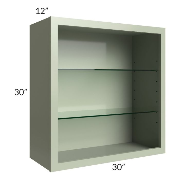 Midtown Pistachio Green Shaker 30x30 Wall Cabinet (No Doors) To Be Used With Glass Doors