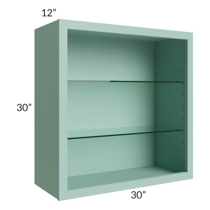 Midtown Sage Green Shaker 30x30 Wall Cabinet (No Doors) To Be Used With Glass Doors
