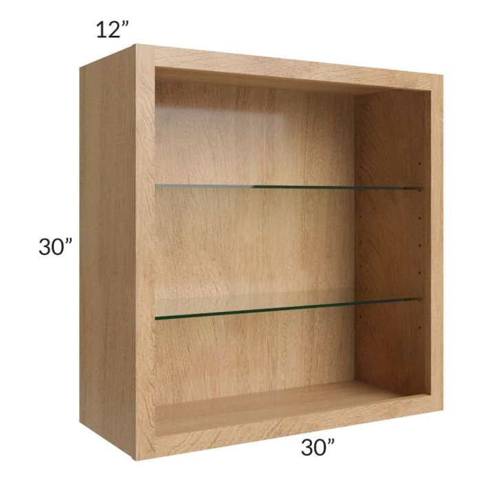 Midtown Timber Shaker 30x30 Wall Cabinet (No Doors) To Be Used With Glass Doors