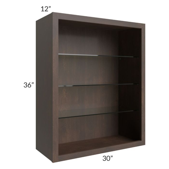 Tuscan Kona Brown 30x36 Wall Cabinet (No Doors) To Be Used With Glass Doors