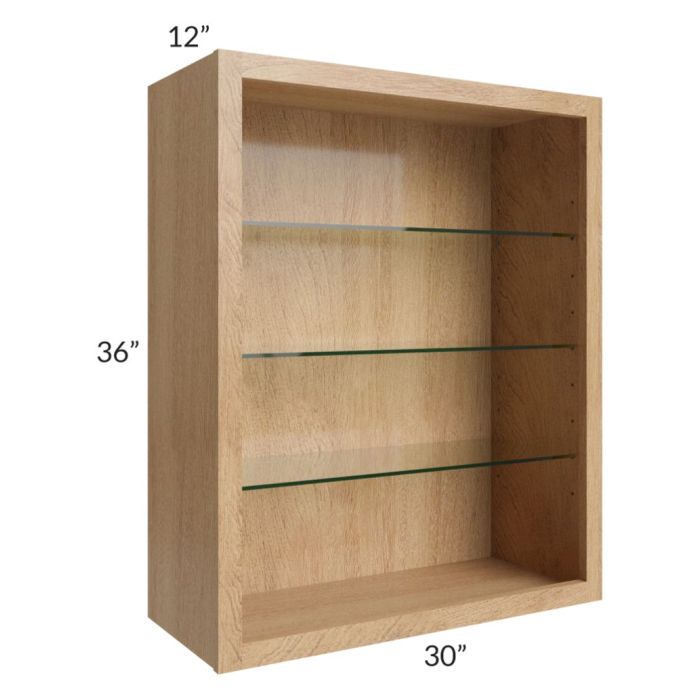 Midtown Timber Shaker 30x36 Wall Cabinet (No Doors) To Be Used With Glass Doors