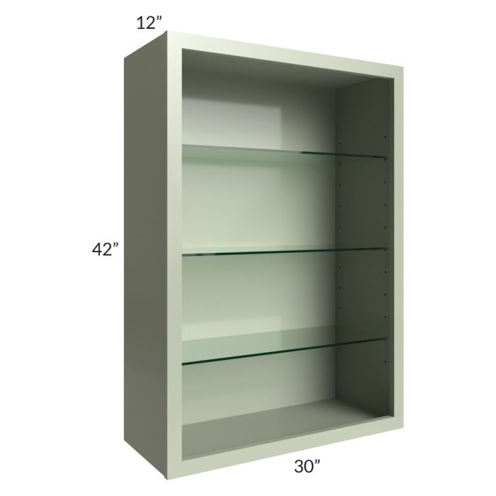 Midtown Pistachio Green Shaker 30x42 Wall Cabinet (No Doors) To Be Used With Glass Doors