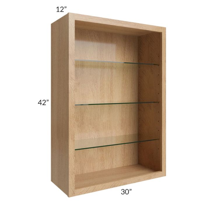 Midtown Timber Shaker 30x42 Wall Cabinet (No Doors) To Be Used With Glass Doors