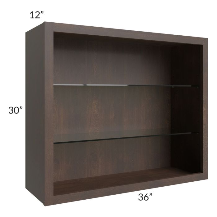 Tuscan Kona Brown 36x30 Wall Cabinet (No Doors) To Be Used With Glass Doors
