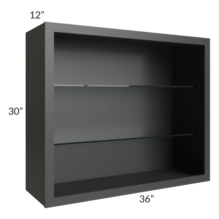 Midtown Black Shaker 36x30 Wall Cabinet (No Doors) To Be Used With Glass Doors