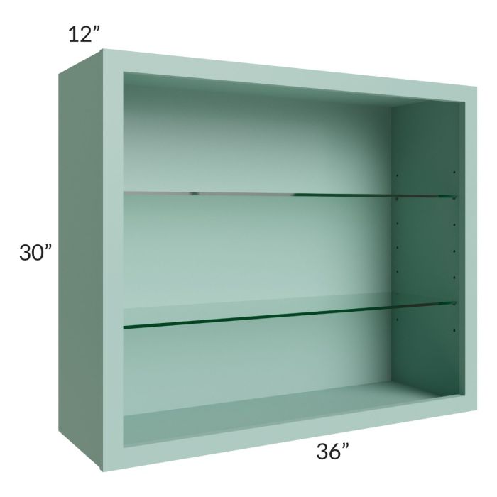 Midtown Sage Green Shaker 36x30 Wall Cabinet (No Doors) To Be Used With Glass Doors