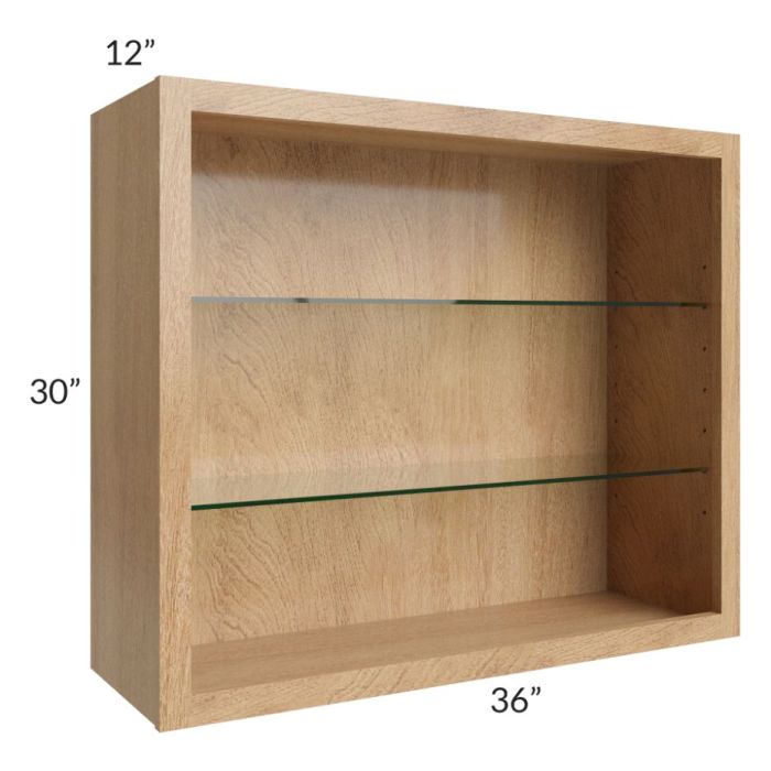 Midtown Timber Shaker 36x30 Wall Cabinet (No Doors) To Be Used With Glass Doors