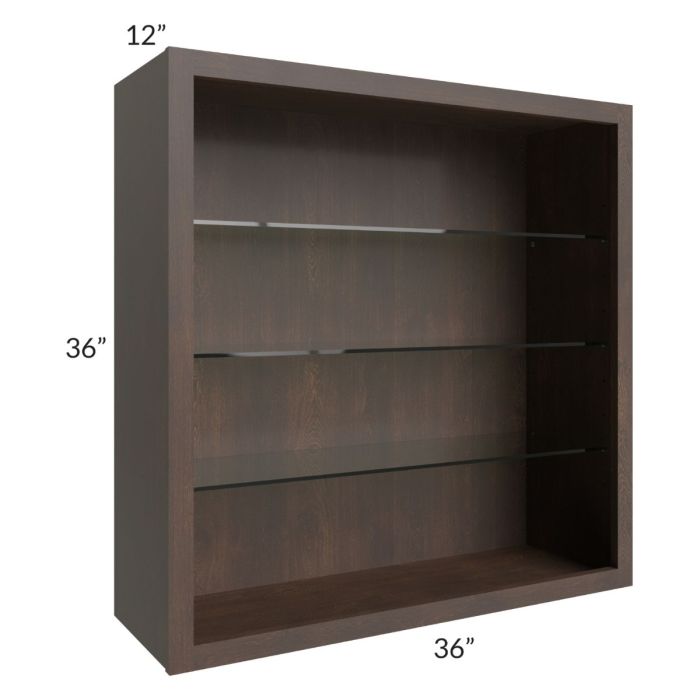 Tuscan Kona Brown 36x36 Wall Cabinet (No Doors) To Be Used With Glass Doors