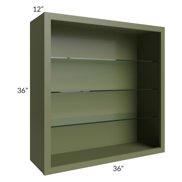 Midtown Hunter Green Shaker 36x36 Wall Cabinet (No Doors) To Be Used With Glass Doors