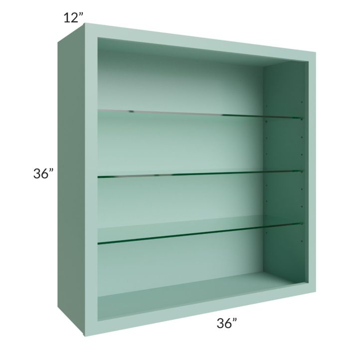 Midtown Sage Green Shaker 36x36 Wall Cabinet (No Doors) To Be Used With Glass Doors