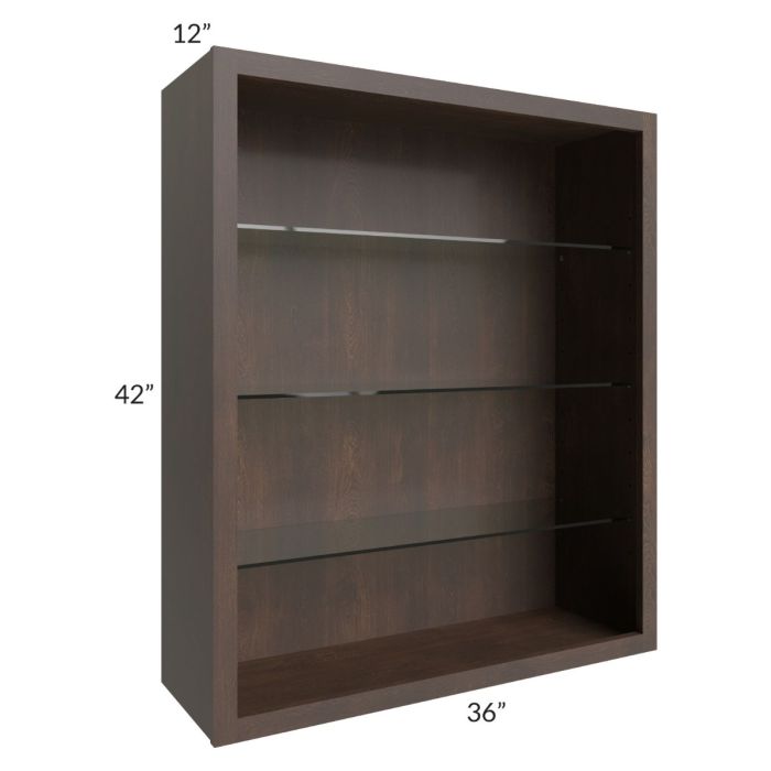 Tuscan Kona Brown 36x42 Wall Cabinet (No Doors) To Be Used With Glass Doors