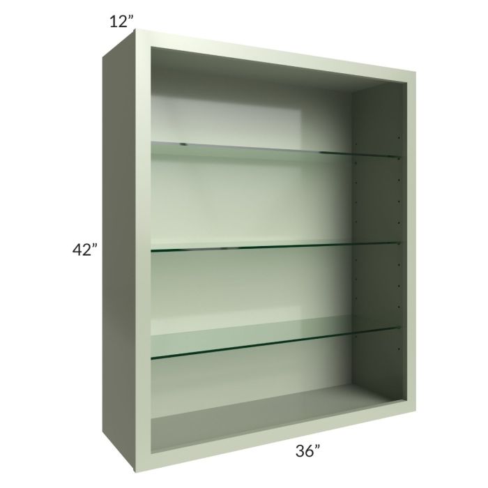 Midtown Pistachio Green Shaker 36x42 Wall Cabinet (No Doors) To Be Used With Glass Doors