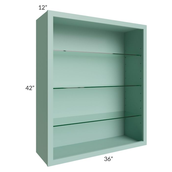 Midtown Sage Green Shaker 36x42 Wall Cabinet (No Doors) To Be Used With Glass Doors