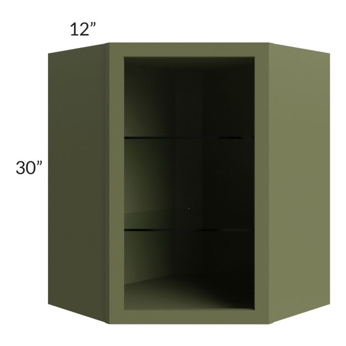 Midtown Hunter Green Shaker 24x30 Corner Wall Cabinet (No Door) To Be Used With A Glass Door