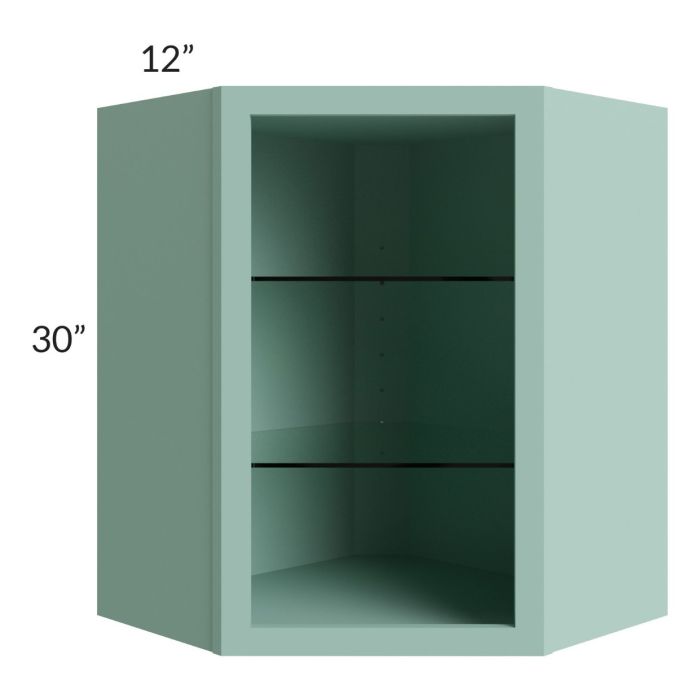 Midtown Sage Green Shaker 24x30 Corner Wall Cabinet (No Door) To Be Used With A Glass Door