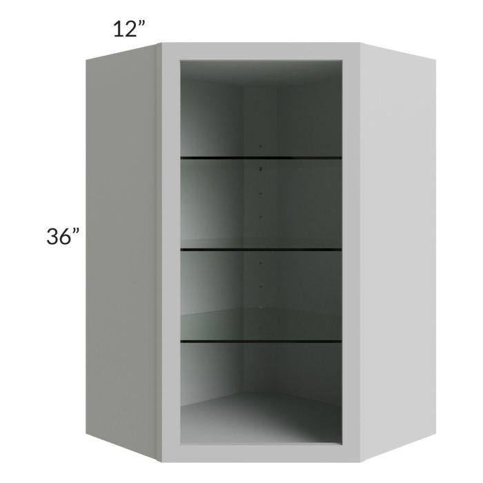Tuscan Painted Grey 24x36 Corner Wall Cabinet (No Door) To Be Used With A Glass Door