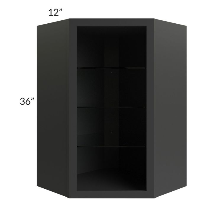 Midtown Black Shaker 24x36 Corner Wall Cabinet (No Door) To Be Used With A Glass Door