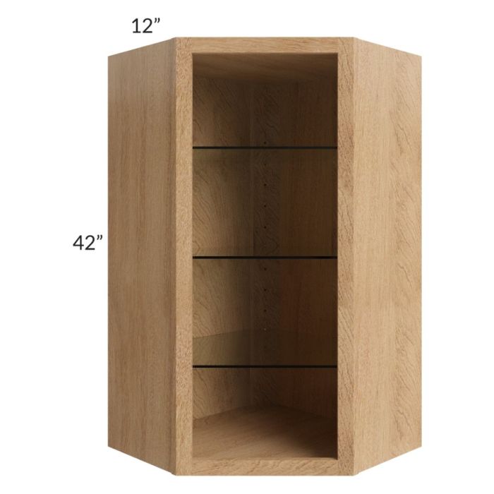 Tuscan Timber 24x42 Corner Wall Cabinet (No Door) To Be Used With A Glass Door