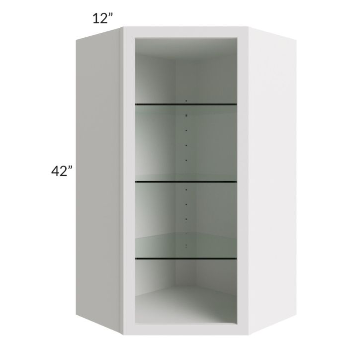 Midtown Cloud Shaker 24x42 Corner Wall Cabinet (No Door) To Be Used With A Glass Door