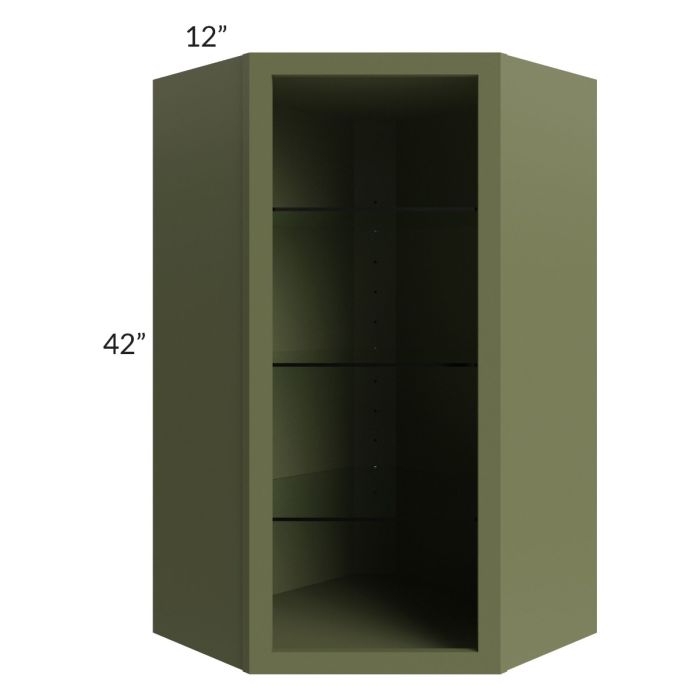 Midtown Hunter Green Shaker 24x42 Corner Wall Cabinet (No Door) To Be Used With A Glass Door
