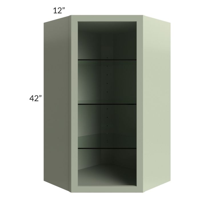Midtown Pistachio Green Shaker 24x42 Corner Wall Cabinet (No Door) To Be Used With A Glass Door