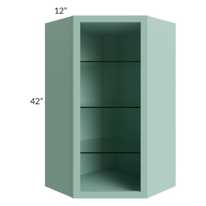 Midtown Sage Green Shaker 24x42 Corner Wall Cabinet (No Door) To Be Used With A Glass Door